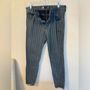 Kut From The Kloth Connie Hi-Rise Ankle Pants Skinny Striped Frayed Hem